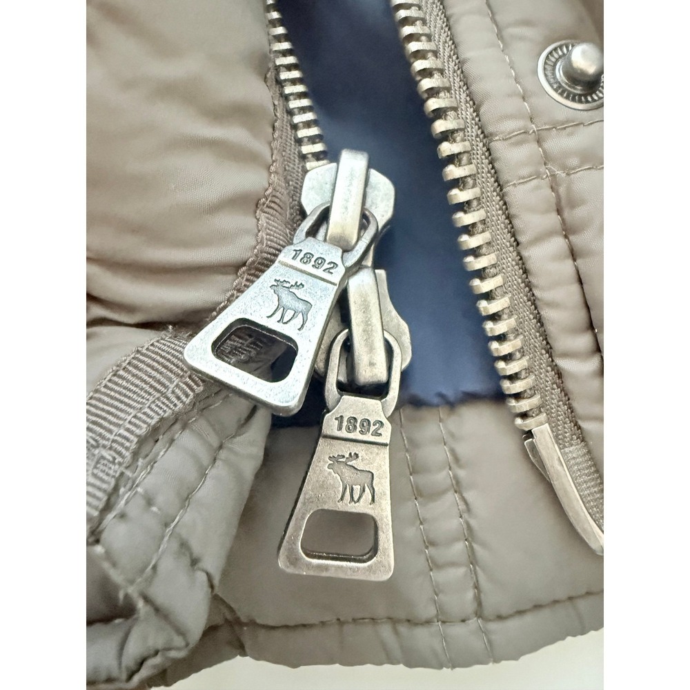 Abercrombie Fitch Quilted Puffer Jacket Down Feather Snap Button/Zipper Size S - Picture 6 of 10